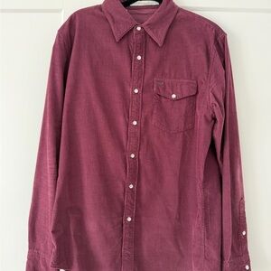 Criquet Men's Corduroy Button Down Shirt - Grape Vine